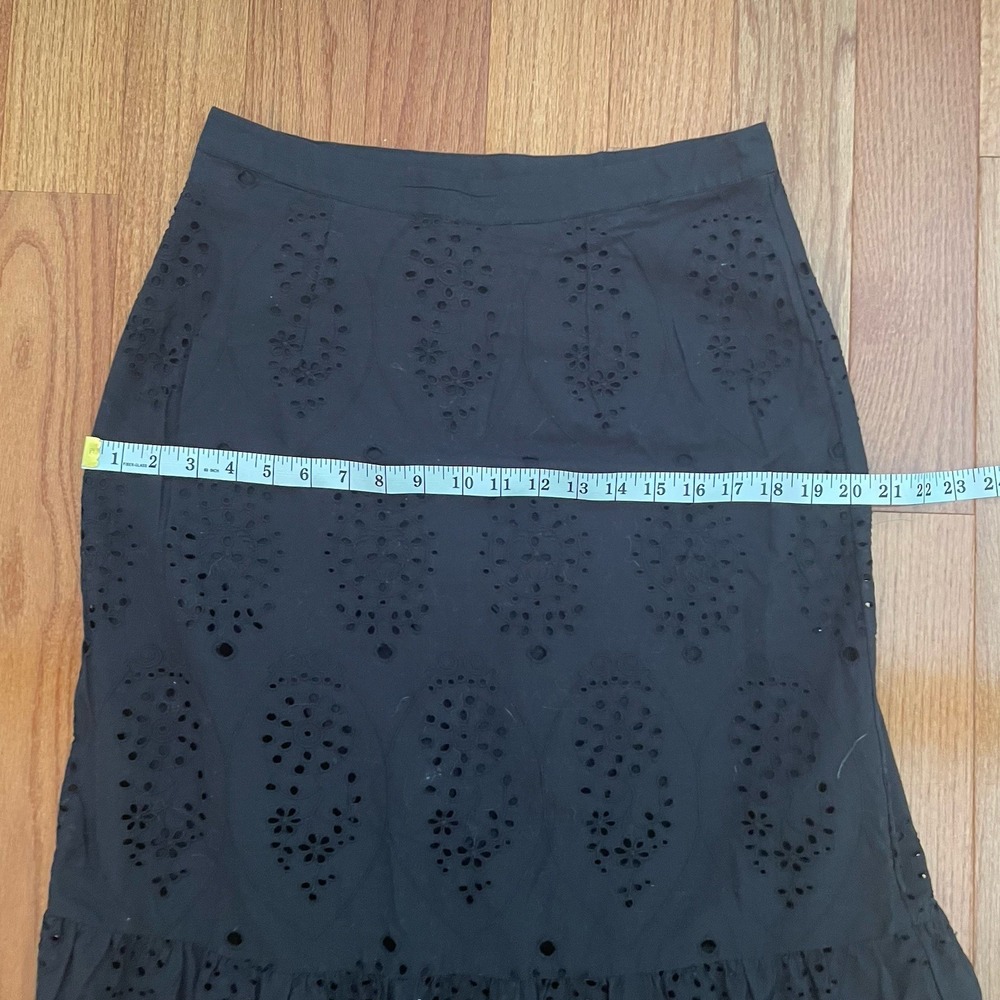 Find Brand Black Eyelet Women's Skirt Size 12 Cottage Coastal Cowgirl 100%cotton - Picture 8 of 11